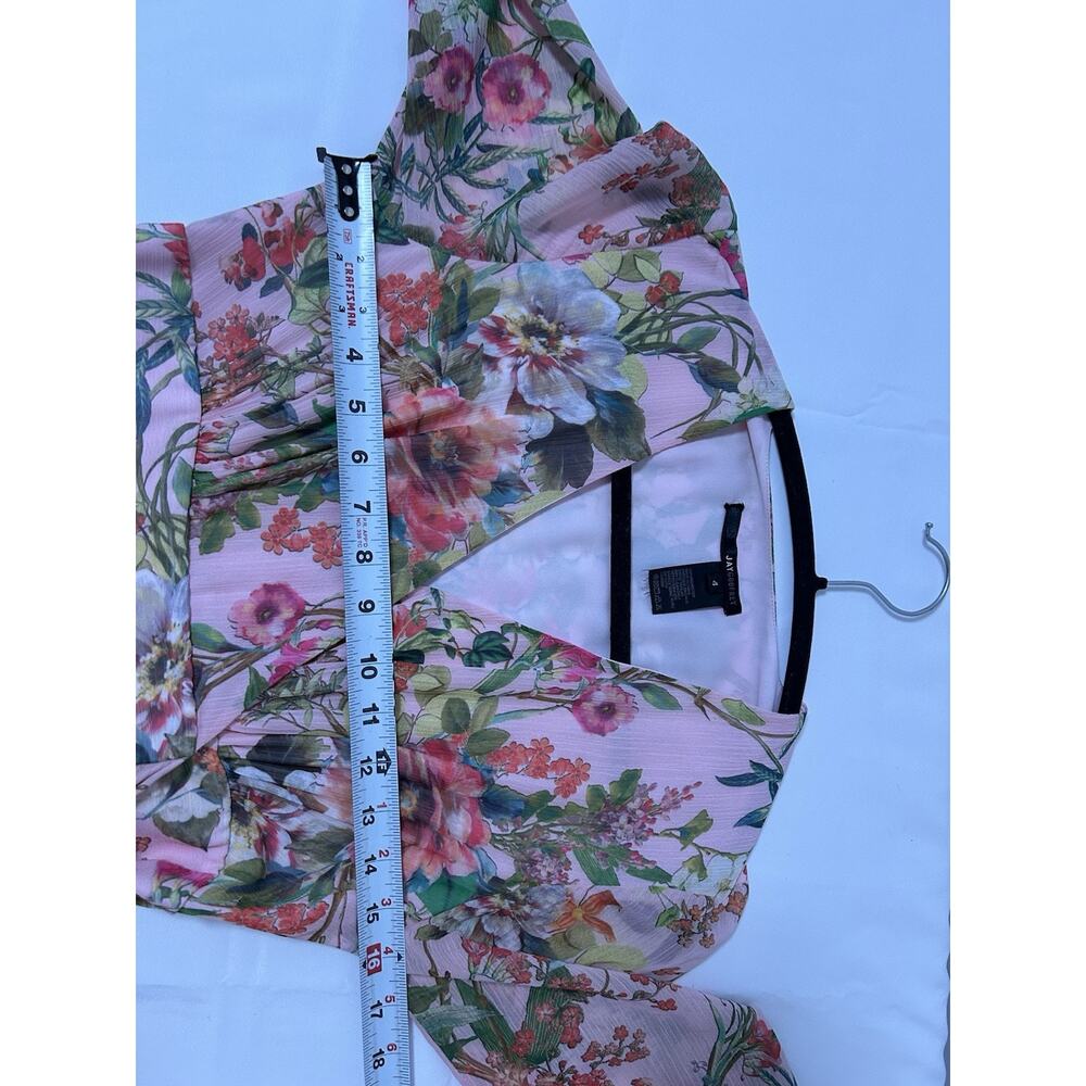 Jay Godfrey Womens Eldon Dress Pink Size 4 long sleeve‎ Floral Wrap Midi Lined - Picture 8 of 11